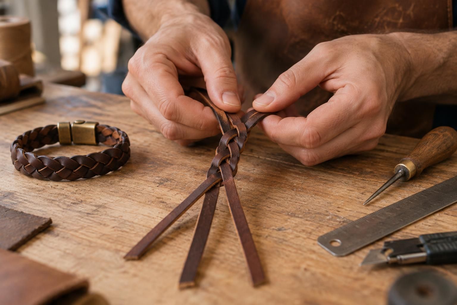 découvrez comment fabriquer facilement un bracelet en cuir tressé : matériel nécessaire, étapes de tressage et astuces pour une finition soignée.